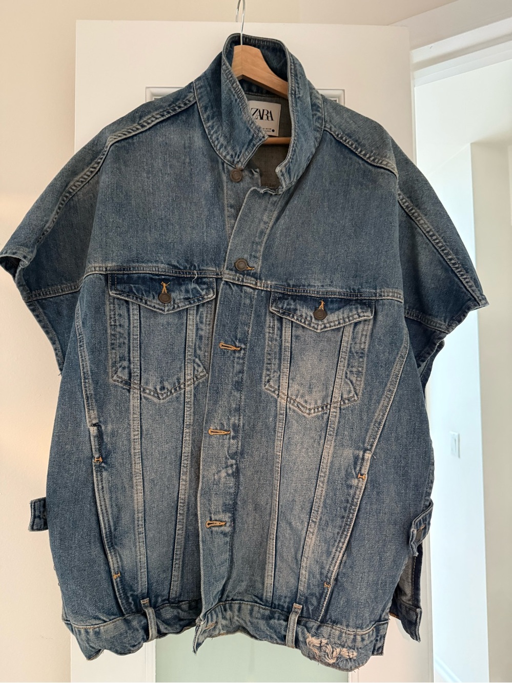 Zara trucker denim cape vest size m